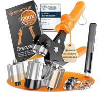 CRAFTUS® Alpha cilpiņu komplekts ar maināmu caurumošanas galviņu [10 mm] I Knaibles cilpām ar 200 nerūsējošā tērauda cilpiņām I Cilpiņu komplekts ar magnētisko galviņu I Cilpiņu prese ar magnētisko galviņu
