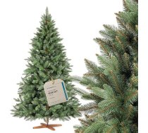 FAIRYTREES Nordmann Fir Premium mākslīgā Ziemassvētku egle, 180 cm, reālistiski iepildīti elementi, ražota ES, mākslīgā Ziemassvētku egle ar roku darba oša koka statīvu