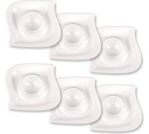 Schramm® 6 olu kausu komplekts Porcelāna balts izliekts olu turētājs ar olu plauktu un olu statīvu