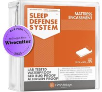 HOSPITOLOGY PRODUCTS Sleep Defense System King matrača pārvalks ar rāvējslēdzēju, hipoalerģisks, ūdensnecaurlaidīgs, izturīgs pret kukaiņiem un putekļu ērcītēm, stiepjams, standarta 12" dziļums, 78" platums x 80L