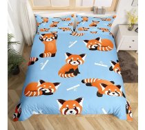 Tbrand Red Panda Gultas veļa 135 x 200 cm Cute Animal Pattern sega Cover Set bērniem Zēni Meitenes Panda drukāts gultas piederumi komplekts Wildlife Style gultas piederumi komplekts Bērnu istabas dekori 2 gabali zils