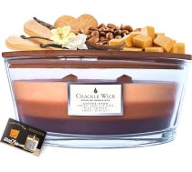 Crackle Wick 3 Ply aromātiskas koka dakts sveces elegantā elipsveida burkā ar vāku 17oz - ietilpst ShopZee drošības padomi svecēm (Coffee Shop)