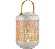 Marakeša Boho dekoratīvā laterna 23 cm apaļa metāla baltā krāsā Tējas gaismas turētājs kā galda dekorācija Dzīvojamās istabas dekorācija Sveču turētājs Lantern Anago kā balkona terase un dārzs Estētiskais dārzs