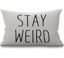 Mīksts lins 30x50 cm mīksts lins mest Funny Stay Weird melns balts spilvens, kas paredzēts dīvānam 30x50 cm dīvāns gulta dīvāns krēsls 30x50 cm