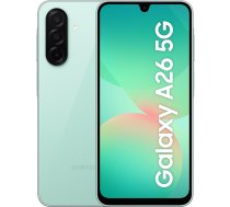 Samsung Galaxy A26 5G AI viedtālrunis bez līguma, Simlock Free AI mobilais tālrunis ar Android, 6 GB RAM, 128 GB atmiņa, 50 MP kamera, piparmētra, 2,5 gadu garantija [Ekskluzīvi Amazon]