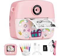 Instant Camera Bērni, bērnu fotoaparāts kompaktie fotoaparāti 1080P HD tūlītēja fotogrāfiju drukāšana, dzimšanas dienas dāvana, Ziemassvētku dāvanu rotaļlieta no 3 4 5 5 6 8 7 9 10 11 gadu meitenēm zēniem 3 ruļļi foto papīra