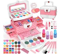 Bērnu make-up komplekts meitenēm, Flybay bērnu iedomība gadījumā meitenes rotaļlieta, mazgājams bērnu grims komplekts Halloween Ziemassvētku dzimšanas diena 4 5 6 7 8 9 10 11 gadu meitenēm dāvana