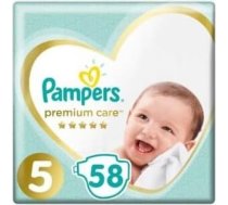 Pampers autiņbiksītes 5. izmēra (11-16 kg), Premium Care autiņbiksītes, 58 gab., vislabākais komforts un aizsardzība jutīgai ādai Pampers
