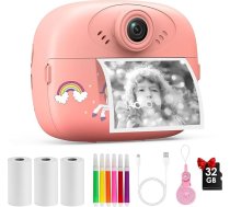 Bērnu fotoaparāts Instant Camera meitenēm un zēniem vecumā no 3 līdz 12 gadiem, 1080p bērnu momentkameras Ziemassvētku un pārnēsājamā rotaļlieta 3-10 gadus vecām meitenēm un zēniem