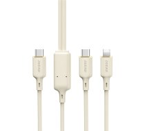 Dudao 2in1 Pastiprināts SR kabelis USB-C - USB-C / Lightning 100W 1,2 m smilškrāsas krāsā