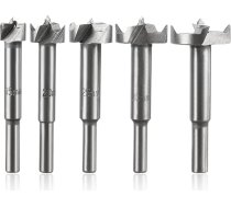 Mesee 5Pcs Forstner drill bitu komplekts, 15-35mm Carbide Forstner Bits HSS Wood Plate Flat Wing Drill Round Shank Snake Hole Opener Kokapstrādes instruments