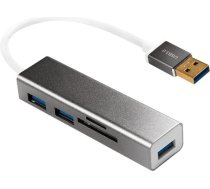 USB 3.0 3 pieslēgvietu koncentrators ar karšu lasītāju