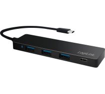 Centrmezgls usb-c 3.1 4 pieslēgvietu ultra plāns, melns