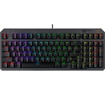 ASUS TUF TUF Gaming K3 Gen II spēļu tastatūra ar 97 taustiņiem, RGB optiski mehāniskiem slēdžiem, silikona blīvējumu, triecienus absorbējošām putām, ūdensizturīga IP57, noņemamu augšējo paneli un Aura Sync, AZERTY