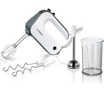 Bosch Styline MFQ49700 Rokas maisītājs, 5 līmeņi, 2 nerūsējošā tērauda putukrāsas un mīklas mīcīšanas āķi, spirālveida kabelis, nerūsējošā tērauda maisīšanas stienis, 850 W, balts/tumši sudraba krāsā