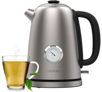 Cecotec elektriskā tējkanna - 1,7L Thermosense 620 Vintage. 2200 W, nerūsējošā tērauda korpuss, filtrs pret kaļķakmens veidošanos, 360° pamatne, analogais termometrs, dubultā aizsardzība, bezvadu konteiners.
