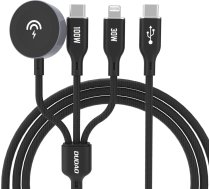 Dudao 3v1 kabelis USB-C - USB-C / iPhone Lightning / lādētāja kabelis Apple Watch PD 100W 1,2 m - melns