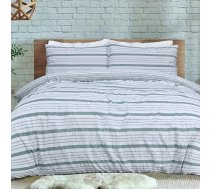 Sleepdown Seersucker divpusējs sega pārklājs Soft Easy Care Single 135 x 200 cm zaļš/balts