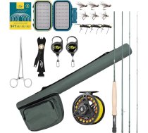 SF Fly Makšķerēšana Reel Rod kombinācijas 4 gabali 3WT 7.6 Feet, 4WT 8 Feet, 5/6/7/8 WT 9 Foot Emerald Green 24T oglekļa šķiedras stienis ar futrālis, Fly Reel, Starter Pack