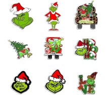 YATOSEN Christmas Grinch Brooch Skull Head Badge Pin Ziemassvētku dāvana DIY apģērbu džemperis krekls mugursoma cepure 9 gabali, nerūsējošais tērauds