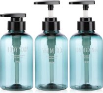 Segbeauty 3 x dušas pudeles atkārtoti uzpildāmas 300 ml dozatora sūkņa pudeles vannas istabai Plastmasas losjona dozatora pudeles Šķidras ķermeņa ziepes, šampūns, kondicionieris, dušas želeja Viesnīca Home Blue