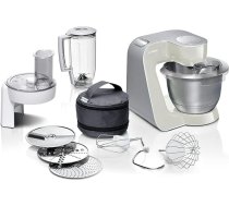 Bosch MUM5 CreationLine virtuves iekārta MUM58L20, uzvarējusi testā, daudzpusīga, liela nerūsējošā tērauda bļoda (3,9 l), nepārtraukta griešana, 3 šķēles, mikseris, 1000 W, pelēka / sudraba krāsa
