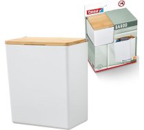 tesa Baboo L Vannas istabas organizators ar bambusa vāku, matēts, balts, vannasistabas uzglabāšanas kaste pie sienas bez urbšanas, komplektā ietilpst tesa Powerstrips ūdensnecaurlaidīgas lentes XL, 182 mm x 210 mm x 102 mm