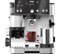 Ninja Luxe Essential ES501EU 2-in-1 kafijas automāts ar dzirnaviņām un putu uzputošanas ierīci Latte, Cappuccino un Espresso pagatavošanai, viegli lietojams, 2 priekšnosacījumi putu uzputošanai, sudraba krāsā