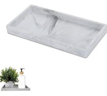 Vannas istabas marmora paplātes, Silikona paplātes, sveces, dekoratīvs paplātes, virtuves izlietnes virsmas, uzglabāšanas paplātes, ziepju dozators, pudeļu plaukts (20x10cm, marmors, balts)