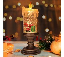 BELLE VOUS Sniega globusa svece Ziemassvētki - Sniega laterna ar Ziemassvētku eglītes LED sveci (26 x 10 cm) - Ziemassvētku rotājums iekštelpās, izgaismots ar ūdeni un mirdzumiem, kas piepildīts ar bronzas laternu - Ziemassvētku galds