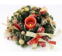 Adventes vainags dekorēts ar LED sveču ogām Zaru zari bumbiņas Loks 30 cm Ziemassvētku vainags Sveču vainags Galda rotājums Egļu vainags Centrtieces Sveču turētājs Ziemassvētku rotājums Dekorēts dekorēts