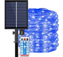 DINOWIN Saules gaismas virve āra gaismām, 20 m 200 LED pasaku gaismas ar 8 režīmu tālvadības pulti, ūdensizturīga LED šļūtene dārzam, balkonam, istabai, kāzām, Ziemassvētkiem (zila)