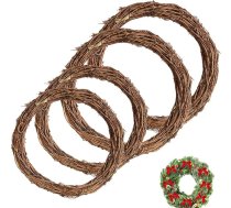 Dabīgais vīnogulāju vainags, 4 gabali vīna zaru vainags, 20cm/15cm, Ziemassvētku rotangpalmas vainags, ar rokām austie gredzeni, rotangpalmas vainagi DIY vainagam, Ziemassvētki, Helovīns, Lieldienas