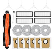 Piederumi Xiaomi X20+ robotizētajam putekļsūcējam, 1 galvenā birste, 4 HEPA filtri, 4 salvetes, 6 putekļu maisiņi, 4 sānu birstes, 1 tīrīšanas birste