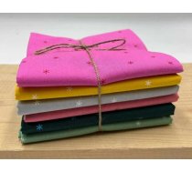 Kokvilnas patchwork, 6 gabali, 50 x 110 cm, Ražots Japānā, Quilting, Amatniecība, Šūšana, DIY, Ziedi, Ģeometrija, Zvaigznes, Spark, Rozā, Sinepes, Zaļa