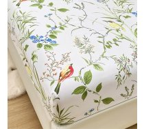 Mateju Mikrošķiedras gultas pārklājs ar ziedu apdruku vienvietīgai un divvietīgai gultai, mīksts, ērts gultas pārklājs ar dziļu kabatu līdz 25 cm matracim (90 x 200 cm, atspere)