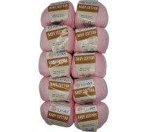 YarnArt Baby Cotton vilna adīšanai ar 50% kokvilnas, 500 g vienkārtas vilnas (Rozā 410), 10 x 50 g iepakojumā