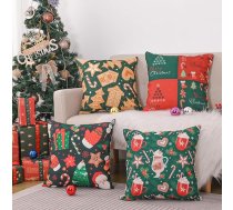 Snylcce komplekts no 4 Ziemassvētku spilvenu pārvalki - kokvilnas lina Chrismas sērijas dekoratīvie Multi Freedom Print svētku dekori mājai un ārtelpai, 18 x 18 collas