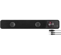 Speedlink BRIO Stereo Soundbar - datora skaņu josla, izcila audio kvalitāte, 12 W, 2 x 3,5 mm Jack savienojums, USB A Male, skaļuma regulēšana, austiņu un mikrofona ligzda, melns