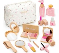 Koka bērnu make-up komplekts Meitenes bērnu make-up rotaļlietu rotaļu rotaļlieta Beauty Set ar tualetes lietu Koka rotaļlieta Ziemassvētku dzimšanas dienas dāvana meitenēm no 3 4 5 6 7 gadiem