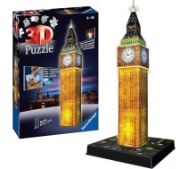 Ravensburger 3D Big Ben At Night Jigsaw Puzzle, 12588 / 3D finierzāģis ar skaistu nakts dizainu, ar LED apgaismojumu / Piemērots vecākiem par 10 gadiem, 216 detaļas
