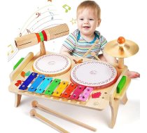 wingyz Bērnu bungu komplekts, mūzikas instrumentu komplekts bērniem Mūzikas bērnu rotaļlieta ar ksilofonu, bērnu rotaļlietu mūzikas bungu komplekts maziem bērniem, koka rotaļlieta bērnu mūzikas rotaļlieta zēniem meitenēm