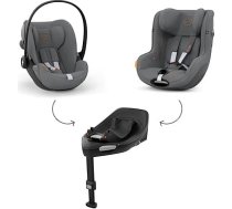 CYBEX Gold Cloud G i-Size Comfort bērnu autokrēsliņš ar Sirona G i-Size bērnu autokrēsliņu un ISOFIX bāzi G, ieskaitot jaundzimušo ieliktni, Lava Grey