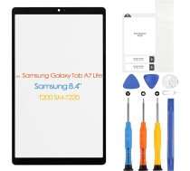 Samsung Galaxy Tab A7 Lite priekšējā stikla panelis, vāka ekrāna aizstājējs Samsung Galaxy Tab A7 Lite T200 SM-T220 8,4 collu ārējā objektīva stiklam ar remonta rīkiem, melns (bez skārienjūtīgā ekrāna &