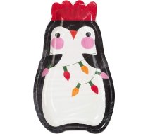 Sarunu galdi Ziemassvētku ballīšu rotājumi Penguin Shaped Papīra šķīvji Ziemassvētku ģimenes jautrība 12 Ziemassvētku pusdienu vakariņu komplekts Ziemassvētki Ziemassvētki