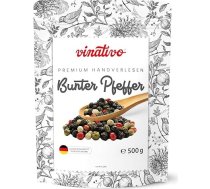 vinativo Krāsainie pipari - veseli - 500g - augstākās kvalitātes - melnie, baltie, zaļie un sarkanie pipari un sarkanās ogas - piemēroti dzirnavām.