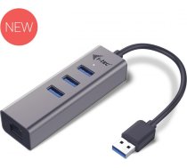 Usb 3.0 metāla 3 portu koncentrators ar gigabitu Ethernet adapteri