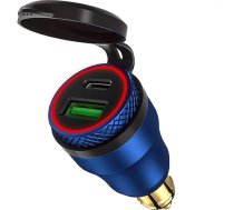 iMESTOU Alumīnija 30 W Power Delivery DIN kontaktdakšas lādētājs C tipa un ātrās uzlādes USB 3.0 motociklu DIN adapterim Ūdensizturīgs 12V-24V Hella DIN ligzdai/BMW Ducati Triumph