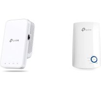 TP-Link RE330 WLAN pastiprinātāja retranslators AC1200 (867 MBit/s 5 GHz + 300 MBit/s 2,4 GHz) Balts un TL-WA850RE WLAN pastiprinātāja retranslators (300 Mbit/s, WLAN pastiprinātājs, App Control, Ethernet ports) Balts