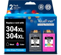 Valuetoner 304 XL Multipack atkārtoti atjaunotas printeru kasetnes, kas ir saderīgas ar HP 304 printeru kasetnēm priekš HP Envy 5030 5010 5000 5020 5032 Deskjet 2630 3750 3730 2622 2633 3720 3760 (2 iepakojumi, 304)